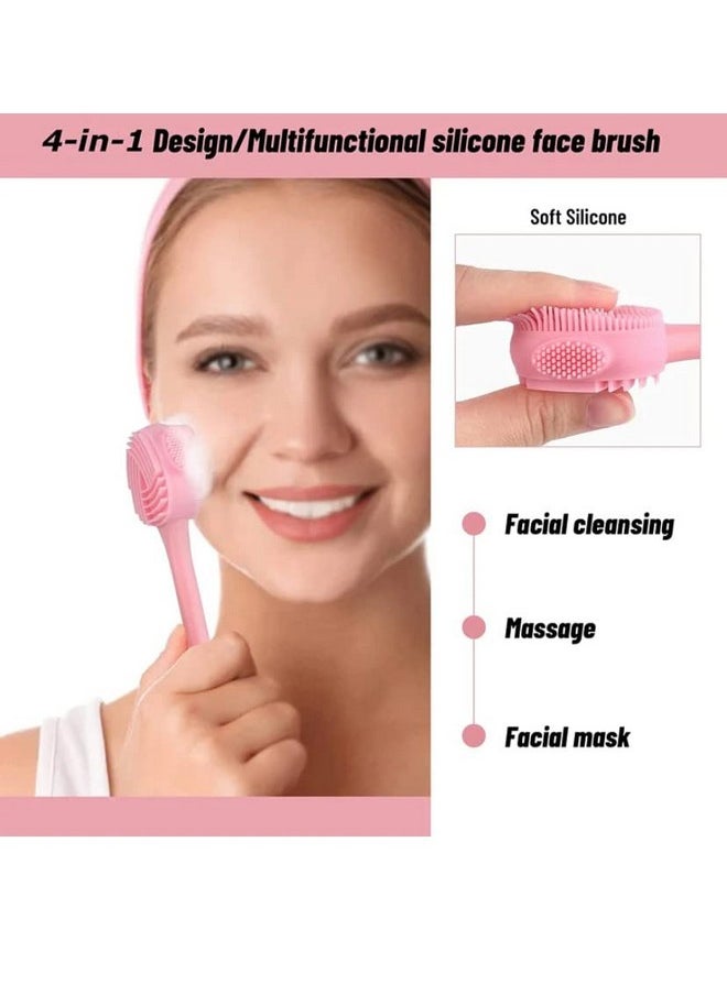 SYGA Face Cleasing Brush Silicone Face Scrubber Exfoliating Wash Brush Dual Face With Flexible Spatula Nose Cleaning Cream Applicator Mask Collector Great for Face Clean Care and Make Up- Pink - pzsku/ZDAC7FE6869B25FAE925DZ/45/_/1738306529/58e8b259-c9ac-4dd0-a8f7-890eb3f0538a