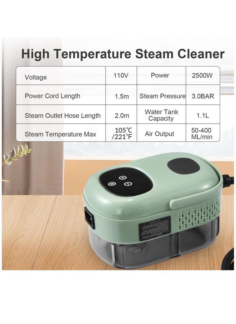 Excefore - Portable Steam Cleaner, High Temperature Steamer for Cleaning Bed Bugs, steam cleaner for mattress, Car Detailing, Couch,Furniture, Upholstery, Kitchen, Bathroom, Grout and Tile(Green) - Image 1