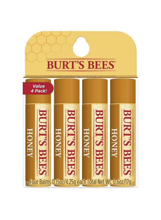 Burt's Bees Lip Balm Stocking Stuffers, Moisturizing Lip Care Christmas Gifts, Honey with Beeswax, Natural Origin Treatment Christmas Gifts (4-Pack) - Image 1