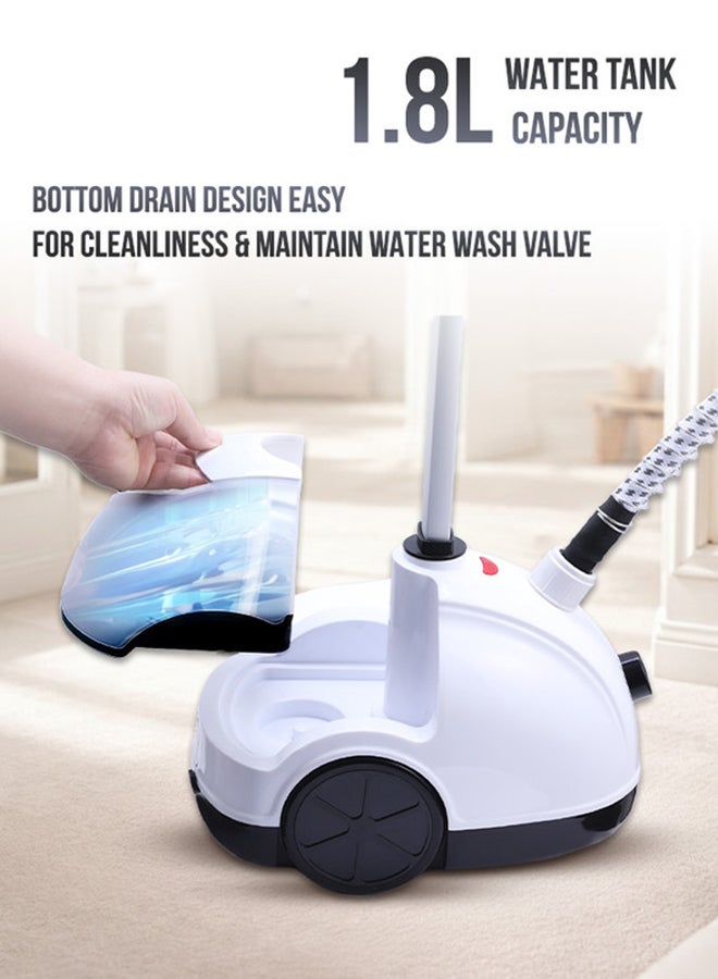 SONASHI Garment Steamer – Mechanical Control with 11 Fabric Levels | 1.8L Water Tank, Steam Flow 33–39g/min | Heat-Resistant Handle, Auto Power Off & Overheat Protection | ABS Hanger, PVC Steam Hose, Extendable Aluminium Pole | 1.8 L 2000 W SGS-321N White - Image 4