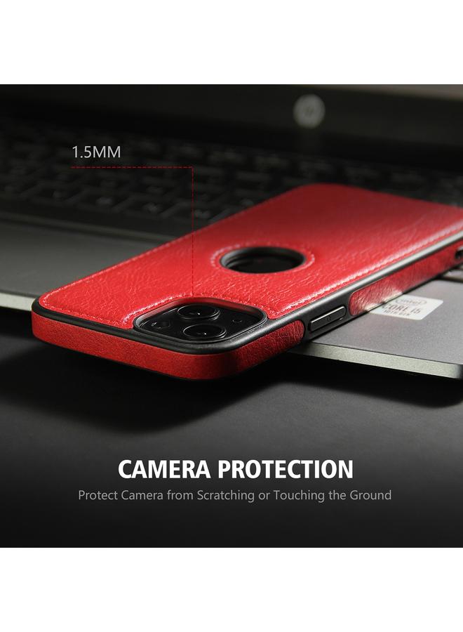 زبون جراب هاتف iPhone 13 Pro Max مصنوع من الجلد ومزين بخياطة - Image 3