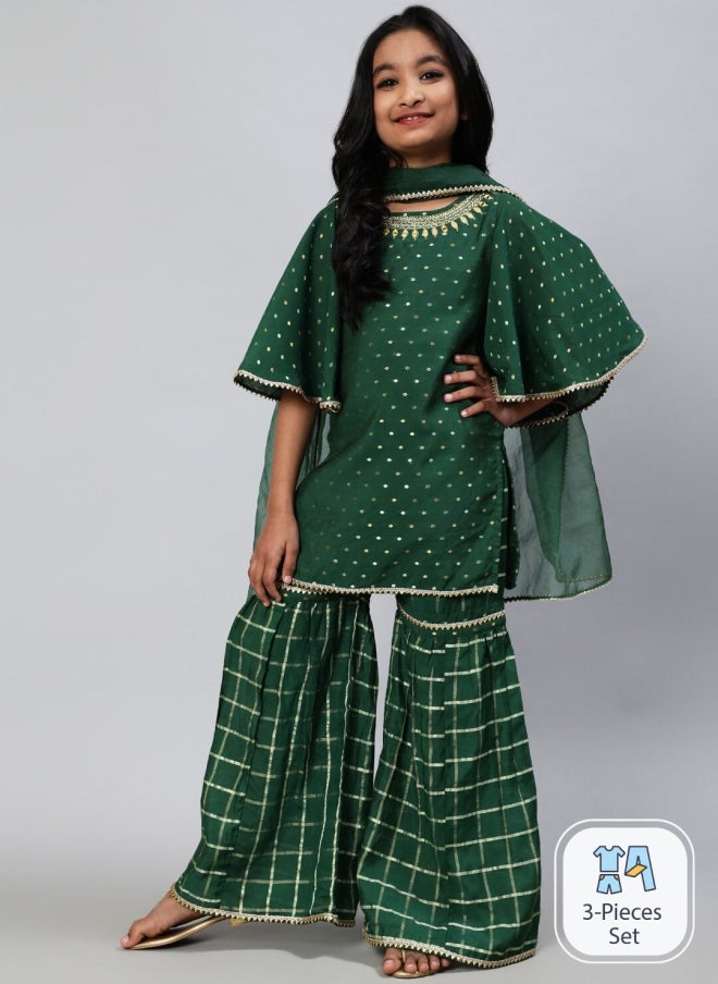 AKS Green 3-Piece Kurta Set for Girls - Image 1