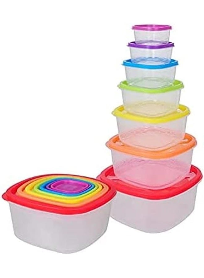 SAQOWARE Alsaqer 7 Pcs Plastic Food Container | Kitchen Storage Containers | Pantry Kitchen Organizer Containers with Lids Perfect for Cereal, Flour or Sugar Storage Air Tight, Freezer Safe, BPA-Transparent - Image 1