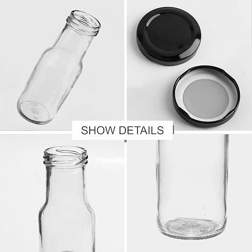 Pure Source India Milk, Water And Juice Glass Bottle With Air Tight Black Cap - 200 Ml (Transparent) (2 Pcs) - Image 4