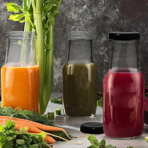 Pure Source India Milk, Water And Juice Glass Bottle With Air Tight Black Cap - 200 Ml (Transparent) (2 Pcs) - Image 2