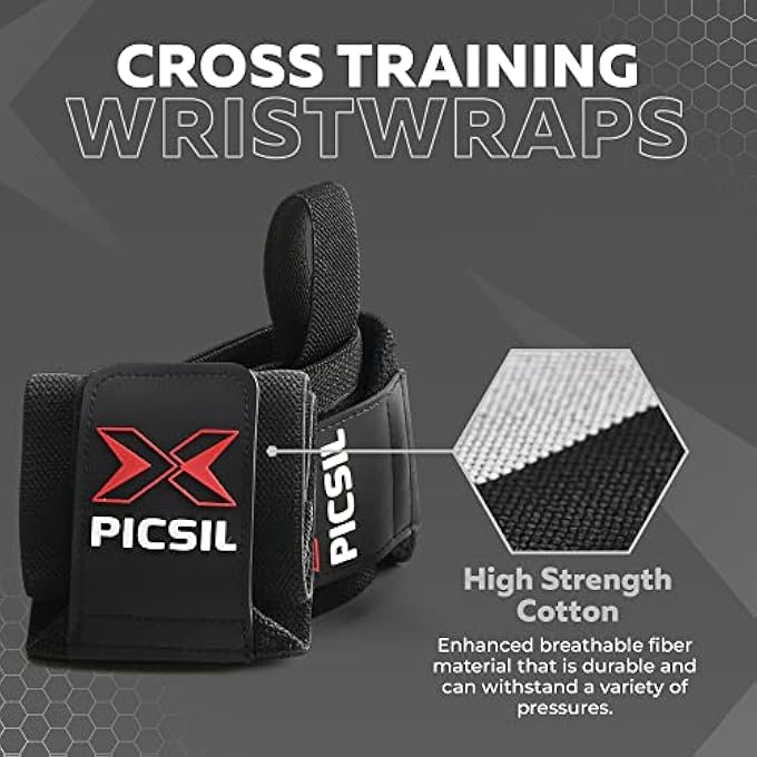 PICSIL Cross Training Wrist Wraps, Strong Wrist Support With Thumb Loop, Flexible Wrap Made Of Stretch Cotton, Ideal For Weightlifting, Boxing, Workout, For Men And Women - Image 3