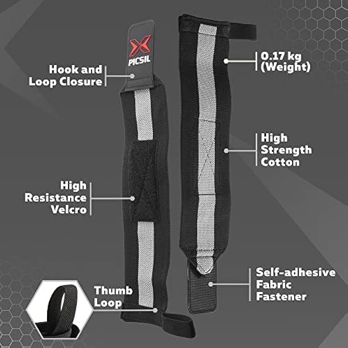 PICSIL Cross Training Wrist Wraps, Strong Wrist Support With Thumb Loop, Flexible Wrap Made Of Stretch Cotton, Ideal For Weightlifting, Boxing, Workout, For Men And Women - Image 4