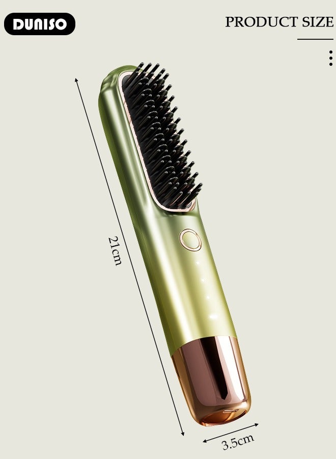 DUNISO Cordless Ion Hair Straightener, Portable Straightener Brush for Type-c Charging, Eliminate Static Electricity Hair Straightener Comb, Lightweight Anti-Scald Straightener with 3 Temp Settings for Travel, Home, Business - Image 4