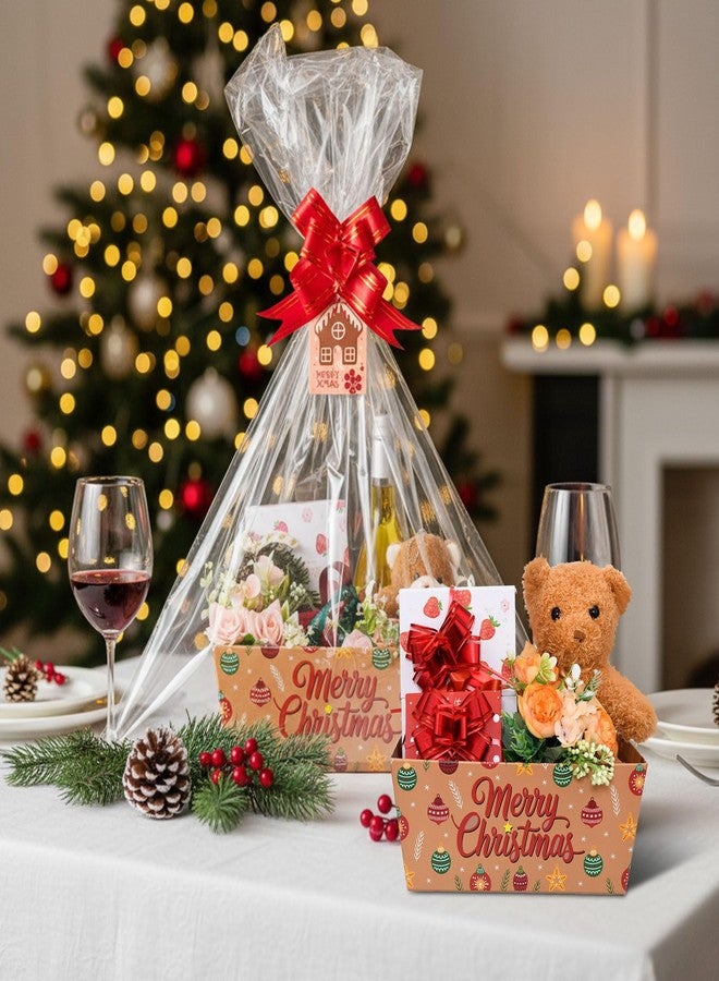 Cholemy 6 Sets, 12 x 10 Large Red Christmas Baskets, Empty Gift Baskets, DIY Cardboard Basket with Handles, Ideal for Christmas & Holiday Parties(Ball - Image 4