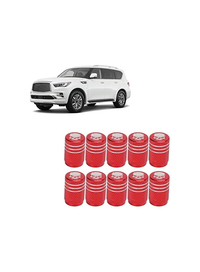 S-TOP Skull Pattern Car Wheel Tire Valve Stem Caps, Zinc Alloy, Red, Leakage Prevention, Universal Fit for Cars SUVs Trucks Motorcycles - Image 1