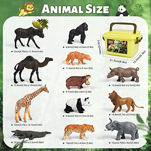 FRUSE Safari Animals Figures Toys, 12PCS Wild Zoo Figurines, Realistic African Jungle Playset With Panda, Lion, Elephant, Educational Learning Toys for Toddlers Kids 3-5 - Image 5
