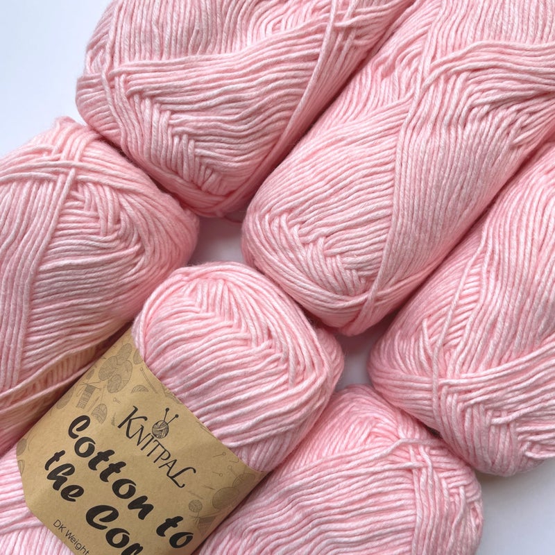 KnitPal Cotton to The Core Cotton Yarn for Crocheting, 6-Pack (852 Yds / 300G), Free Patterns, Beginners Friendly - Soft Baby Yarn for Knitting - 3 DK Light Worsted Weight - Blush Pink - Image 1