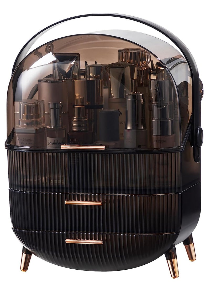 شاربدو حقيبة مكياج محمولة متعددة الوظائف من سلسلة ريترو، صندوق تخزين مستحضرات التجميل المقاوم للغبار، منتجات العناية بالبشرة، منظم المجوهرات، صندوق التشطيب لسطح المكتب في الحمام - Image 1