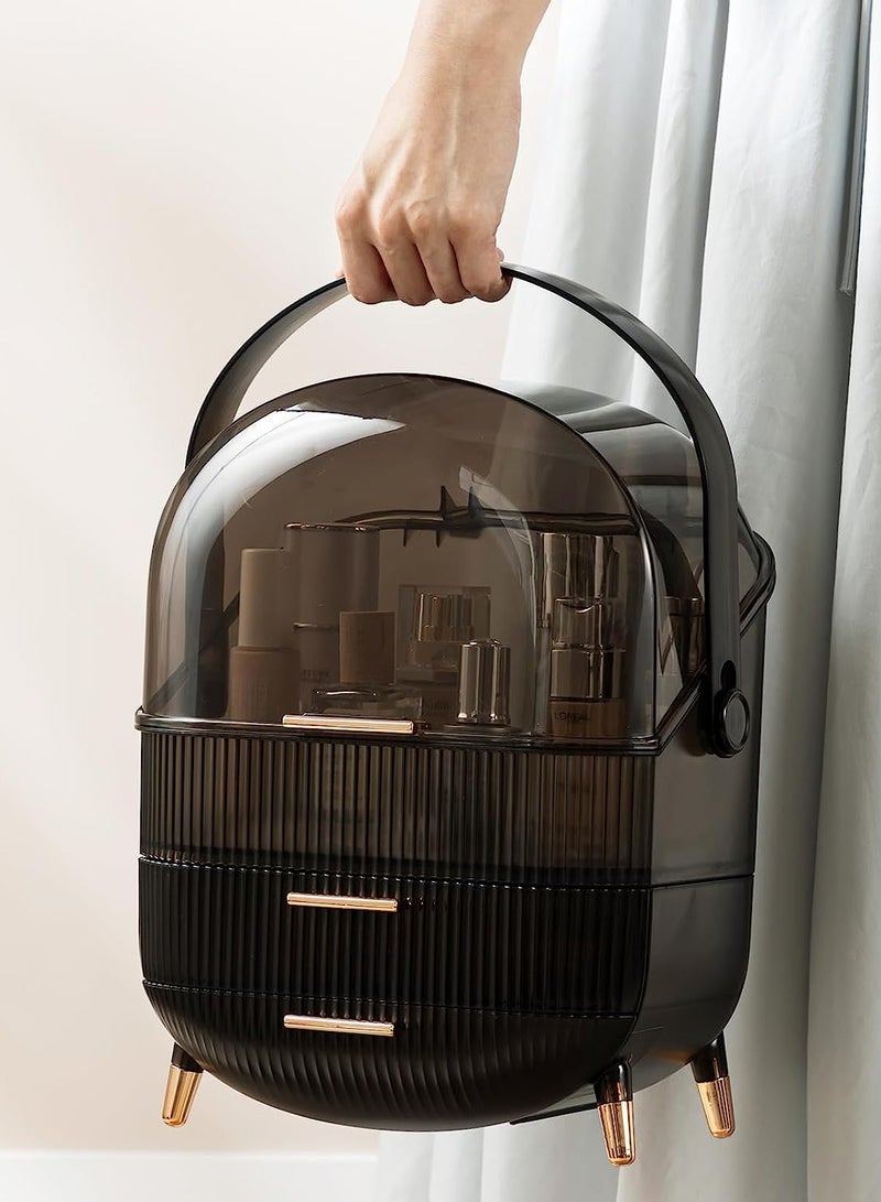 شاربدو حقيبة مكياج محمولة متعددة الوظائف من سلسلة ريترو، صندوق تخزين مستحضرات التجميل المقاوم للغبار، منتجات العناية بالبشرة، منظم المجوهرات، صندوق التشطيب لسطح المكتب في الحمام - Image 5