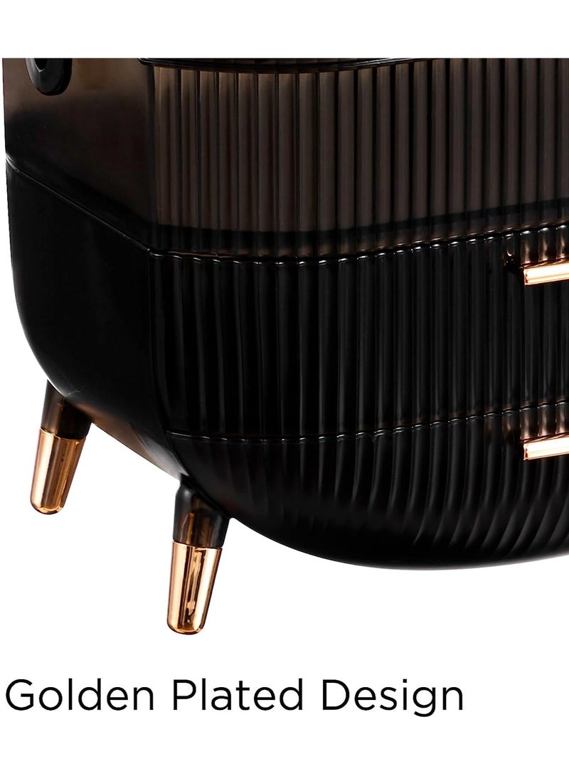 شاربدو حقيبة مكياج محمولة متعددة الوظائف من سلسلة ريترو، صندوق تخزين مستحضرات التجميل المقاوم للغبار، منتجات العناية بالبشرة، منظم المجوهرات، صندوق التشطيب لسطح المكتب في الحمام - Image 3