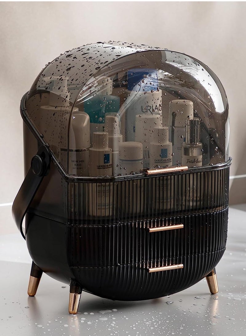 شاربدو حقيبة مكياج محمولة متعددة الوظائف من سلسلة ريترو، صندوق تخزين مستحضرات التجميل المقاوم للغبار، منتجات العناية بالبشرة، منظم المجوهرات، صندوق التشطيب لسطح المكتب في الحمام - Image 4