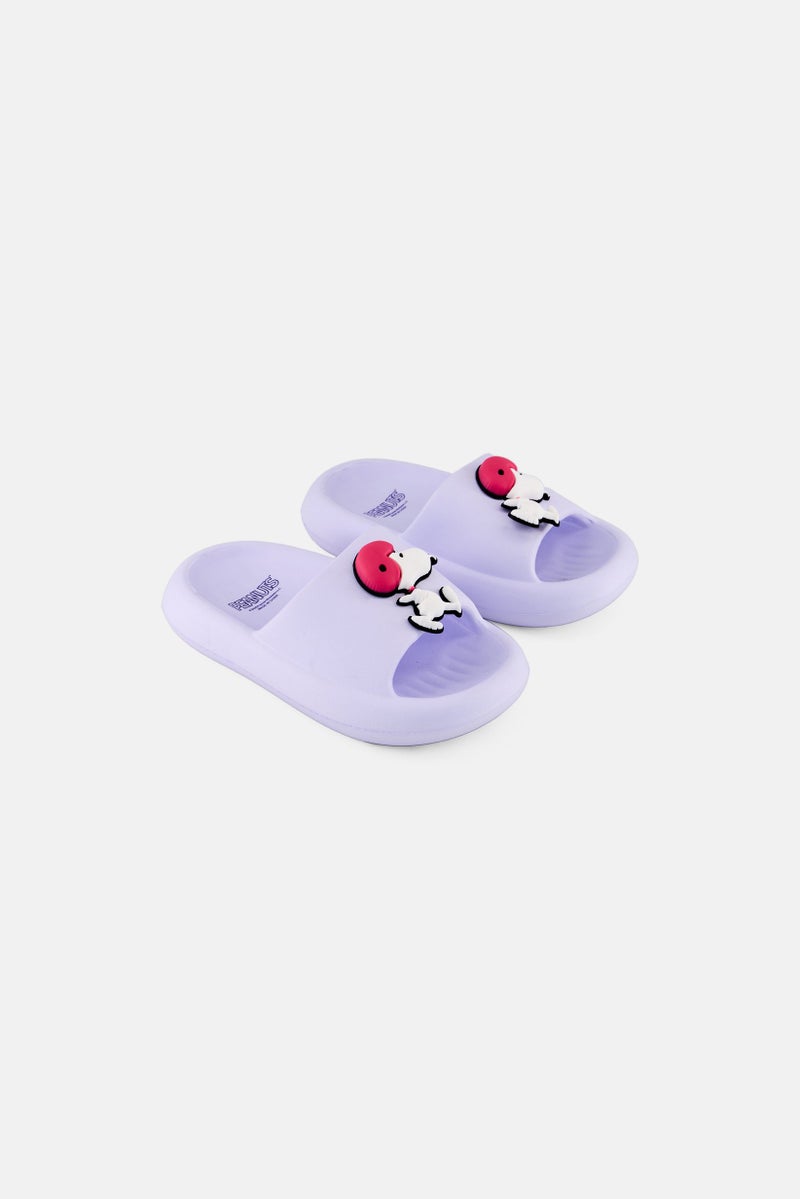 Peanuts Toddlers Girl Slip on Slides, Lavender - Image 1