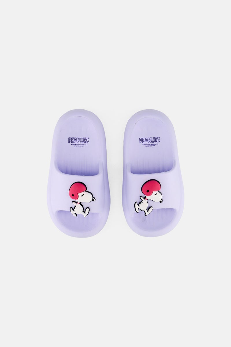 Peanuts Toddlers Girl Slip on Slides, Lavender - Image 3