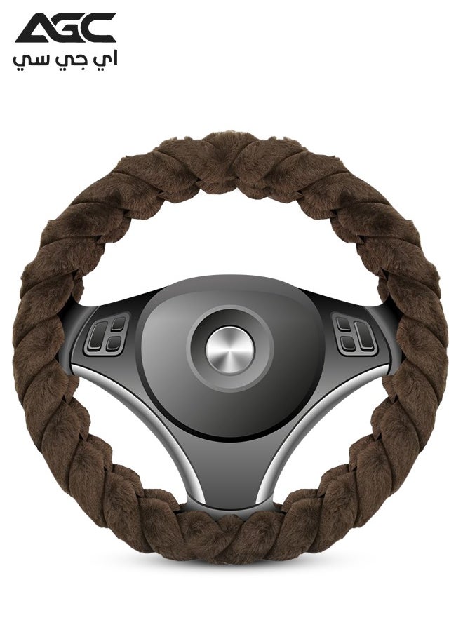 Agc - AGC Steering Wheel Cover for Cars, SUVs, and Trucks – Anti-Slip, Heat-Resistant, Soft Fabric, All-Season Protection for Round Steering Wheels 38cm ST-10184 Brown - Image 1