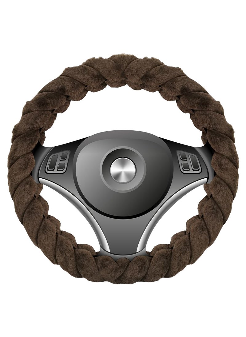 Agc - AGC Steering Wheel Cover for Cars, SUVs, and Trucks – Anti-Slip, Heat-Resistant, Soft Fabric, All-Season Protection for Round Steering Wheels 38cm ST-10184 Brown - Image 1