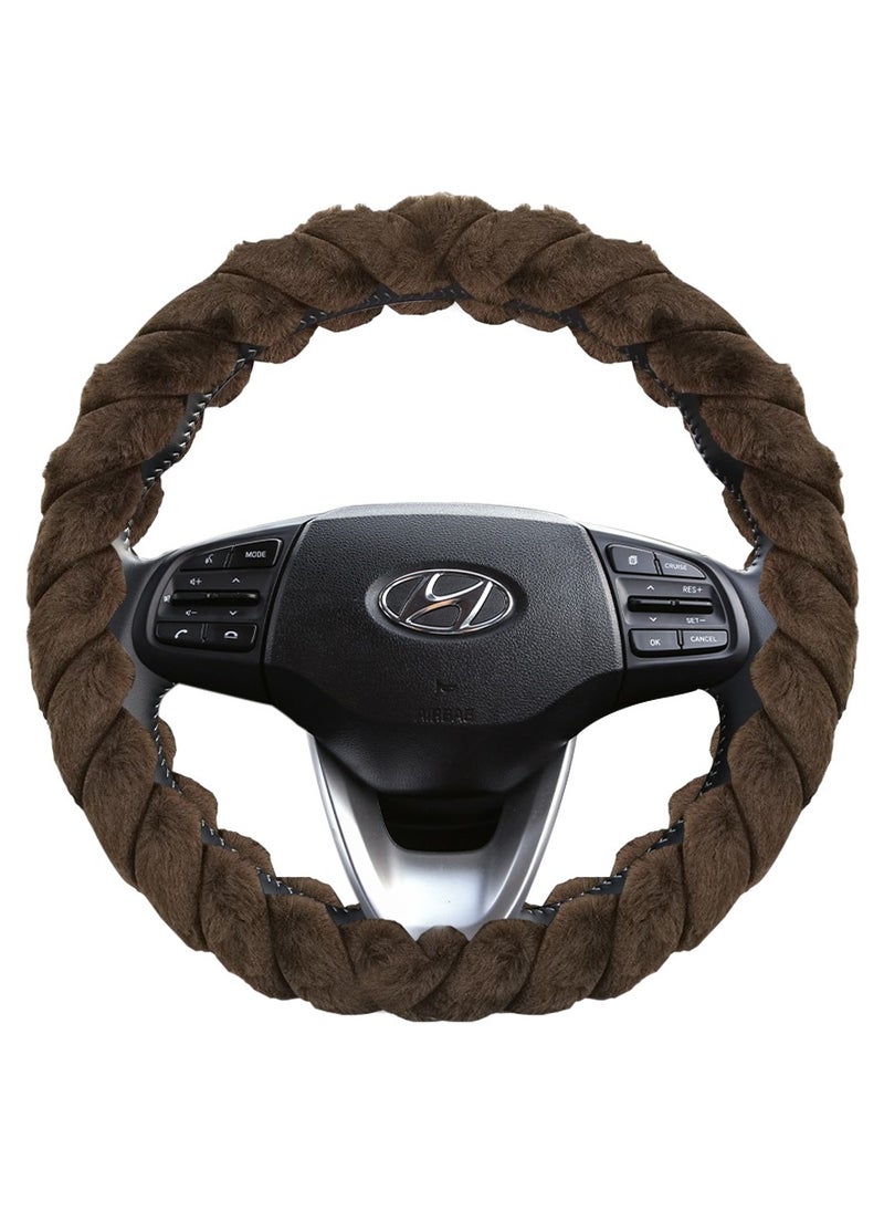 Agc - AGC Steering Wheel Cover for Cars, SUVs, and Trucks – Anti-Slip, Heat-Resistant, Soft Fabric, All-Season Protection for Round Steering Wheels 38cm ST-10184 Brown - Image 1