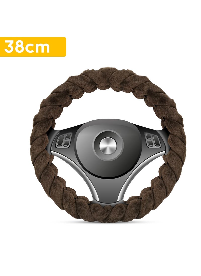 Agc - AGC Steering Wheel Cover for Cars, SUVs, and Trucks – Anti-Slip, Heat-Resistant, Soft Fabric, All-Season Protection for Round Steering Wheels 38cm ST-10184 Brown - Image 1