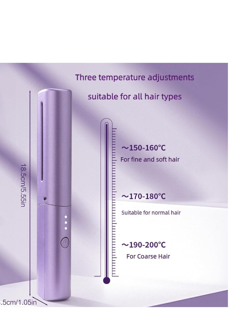 Mini Hair Straightening Comb, USB Rechargeable Negative Ion Hair Straightening Brush, Anti Scald Ceramic Hair Care Brush, Wet and Dry Curly Hair Straightening Brush for Men and Women - Image 2