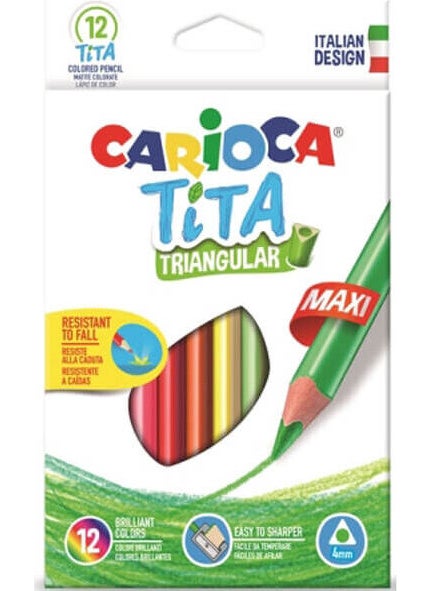 carioca Tita Maxi Jumbo Triangle Dry Paint 12 Colors Cardboard Box (42791) 