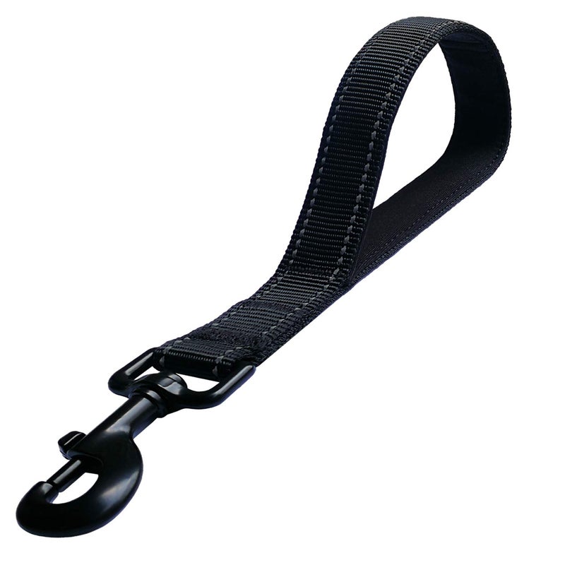 bouti1583 Short Dog Leash - Traffic Padded Handle - Heavy Duty - Short Nylon Dog Lead for Training Control - Reflective Threads Pet Leashes for Large Dogs and Medium Dogs (12 Inch, Black) - Image 1