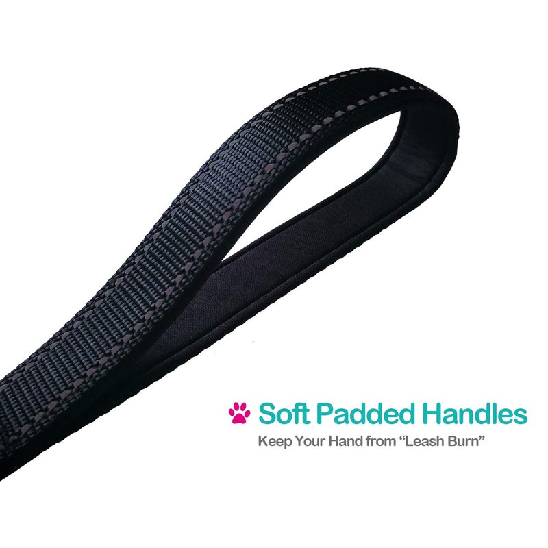 bouti1583 Short Dog Leash - Traffic Padded Handle - Heavy Duty - Short Nylon Dog Lead for Training Control - Reflective Threads Pet Leashes for Large Dogs and Medium Dogs (12 Inch, Black) - Image 4