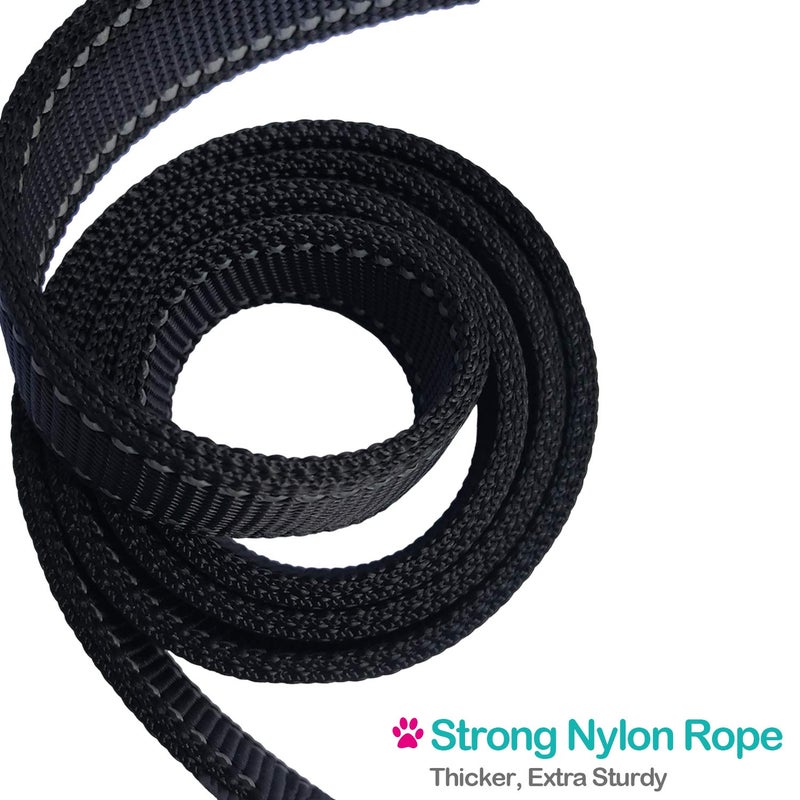 bouti1583 Short Dog Leash - Traffic Padded Handle - Heavy Duty - Short Nylon Dog Lead for Training Control - Reflective Threads Pet Leashes for Large Dogs and Medium Dogs (12 Inch, Black) - Image 5