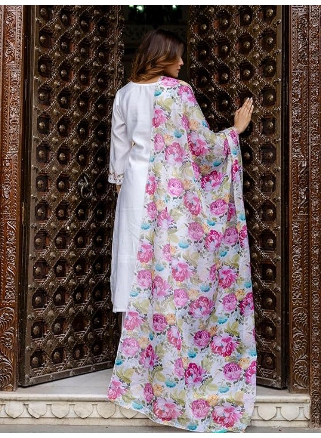 TRENDMALLS 2XL طقم بدلة نسائية من تريندمولز، مصنوع من حرير الفسكوز المطرز، بتصميم واسع من الأسفل، يتكون من قميص وبنطال وسروال. - Image 3