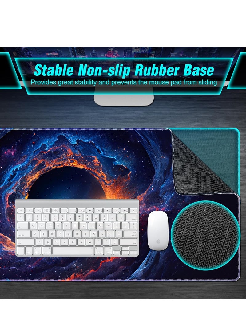 Large Gaming Mouse Pad, 35.4x15.7in Nebula Style Gaming Mousepad, Professional Non-Slip Rubber Base Big Mouse Pad, Mouse Pad XXXL for Gaming & Office & Home, Full Desk Mouse Pad  - Image 3