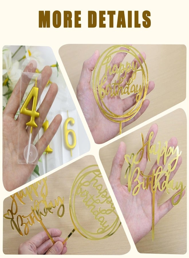 Chanseen Gold Number Candles 0-9 with 2 Happy Birthday Cake Toppers for Birthday Cake - Birthday Candles 0 1 2 3 4 5 6 7 8 9 for Party Celebration Decoration - Image 5