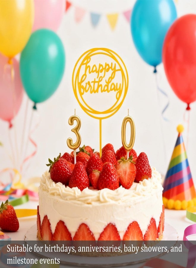 Chanseen Gold Number Candles 0-9 with 2 Happy Birthday Cake Toppers for Birthday Cake - Birthday Candles 0 1 2 3 4 5 6 7 8 9 for Party Celebration Decoration - Image 2