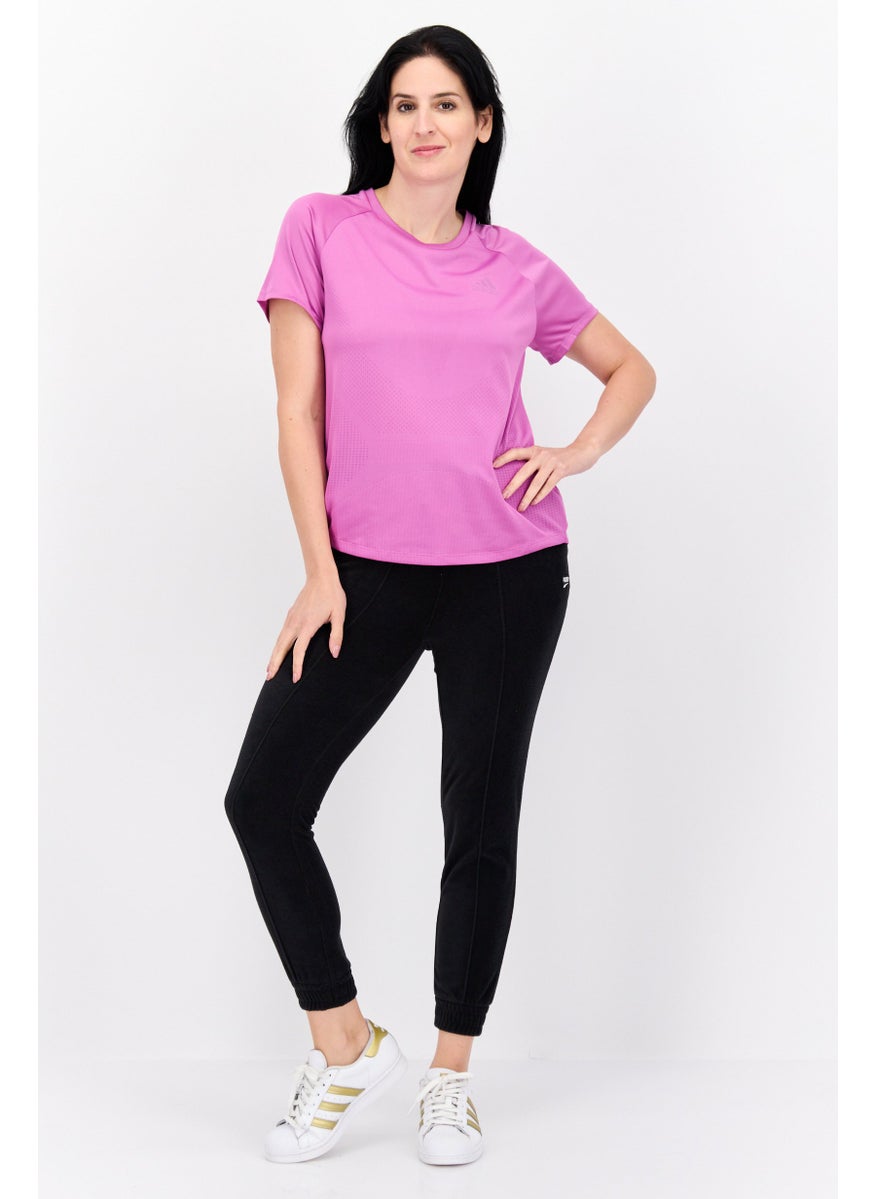 Adidas Women Sportswear Fit Short Sleeves Running T-Shirt, Purple  - Image 2