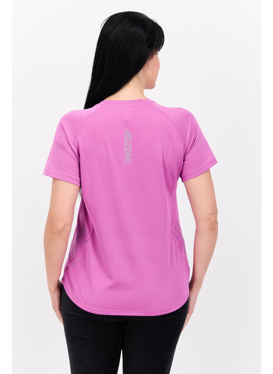 Adidas Women Sportswear Fit Short Sleeves Running T-Shirt, Purple  - Image 4