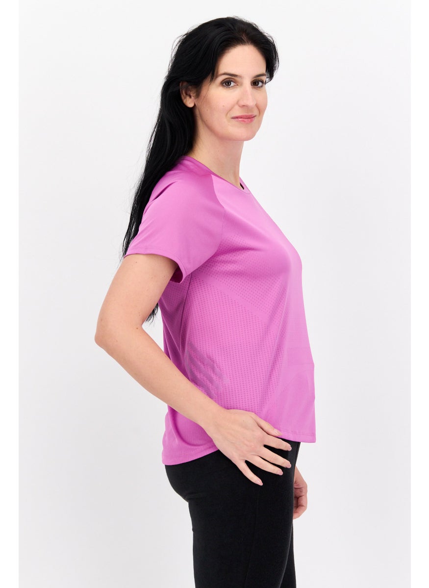 Adidas Women Sportswear Fit Short Sleeves Running T-Shirt, Purple  - Image 3
