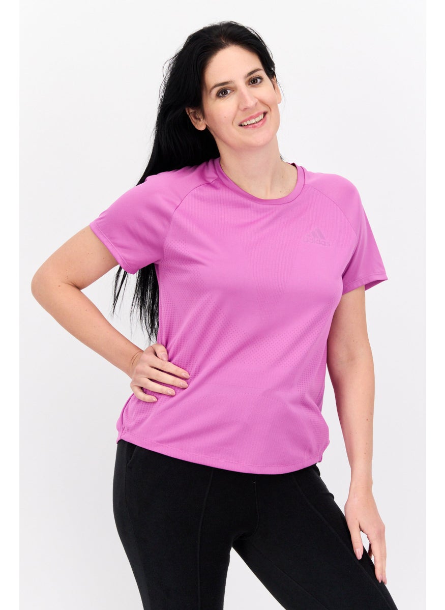 Adidas Women Sportswear Fit Short Sleeves Running T-Shirt, Purple  - Image 1