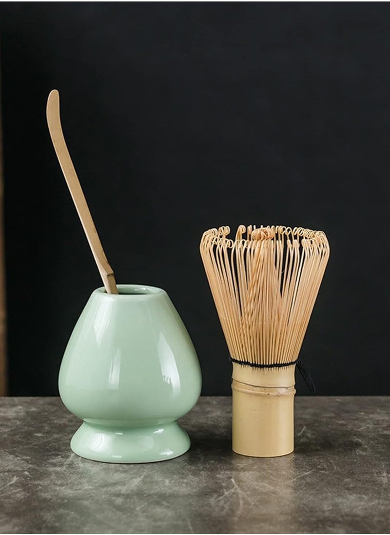 Arabest Traditional Matcha Tool, Bamboo Matcha Set with Tea Whisk, Hooked Scoop and Ceramic Whisk Holder, Perfect Matcha Kit for Matcha Tea Ceremony (Green)  - Image 1