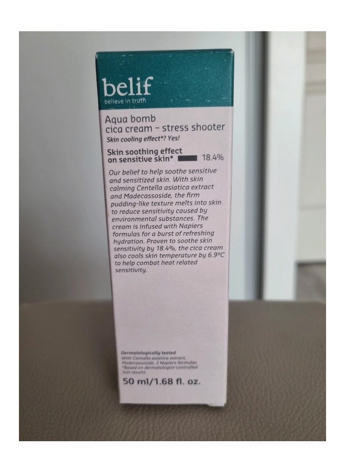 belif - BELIF Stress Shooter AQUA BOMB Daily Facial Cica FACE CREAM Cooling 1.68 Oz 50ml - Image 1