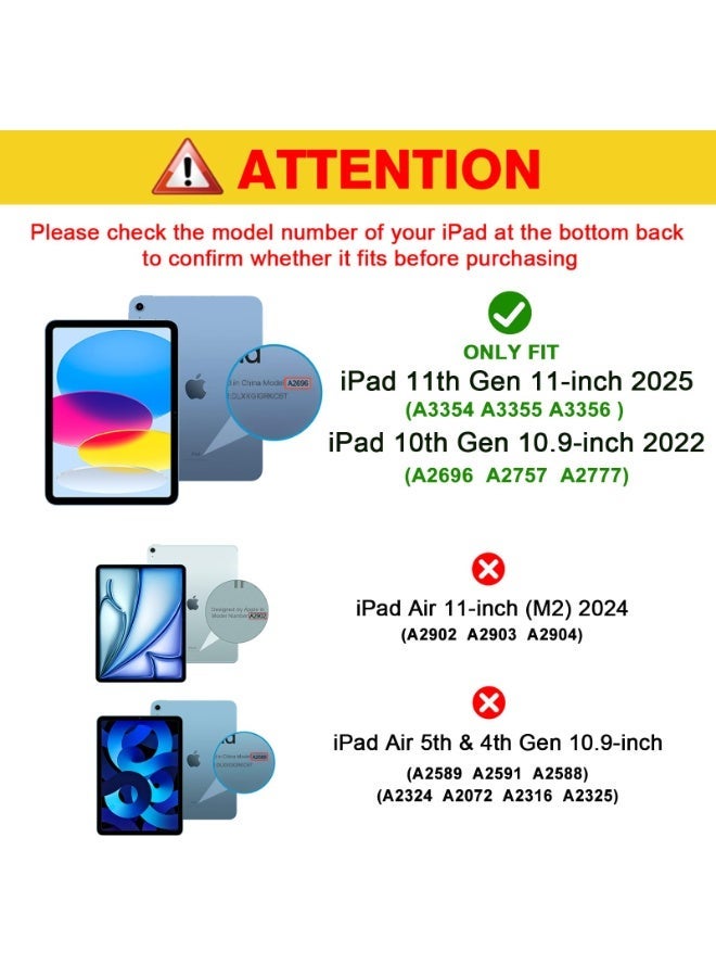 واقيان للشاشة من الزجاج المقوى لجهازي iPad مقاس 11 بوصة (موديل 2025، شريحة A16) وiPad مقاس 10.9 بوصة (موديل 2022) - مقاوم للخدوش وبصمات الأصابع، ومتوافق مع الموديلات A3354/A3355/A3356/A2696/A2757/A2777. - Image 2
