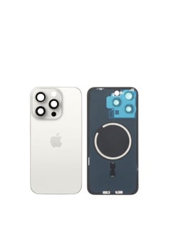 Back Glass Cover For iPhone 15 Pro Plus Rear Case Door Housing with Wireless Flex Cable Metal Plate Replacement