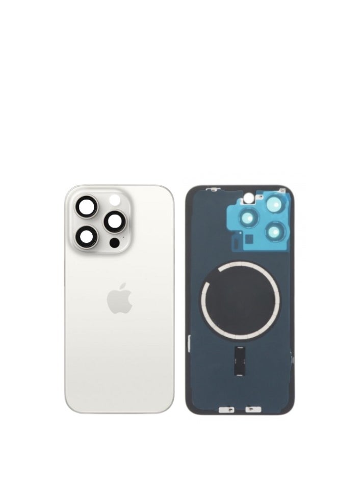 Generic - Back Glass Cover For iPhone 15 Pro Plus Rear Case Door Housing with Wireless Flex Cable Metal Plate Replacement - Image 1