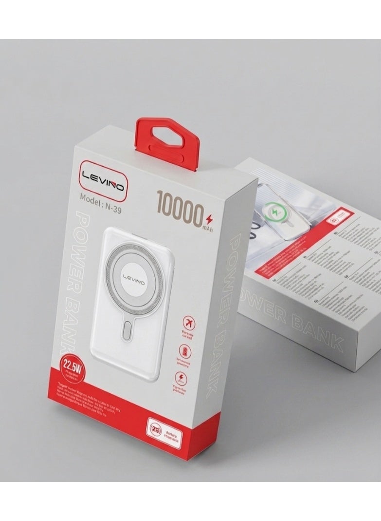 Levino N-39 Portable Power Bank - 10000mAh, 22.5W PD Fast Charge, Magnetic Wireless - Image 1