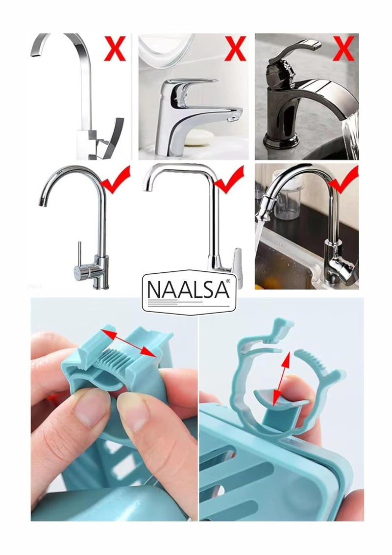 NAALSA NAALSA Guard Sink Organizer 2 Section with 1 Kitchen Towel Holder Kitchen Sink Faucet Sponge Holder Caddy Organizer Over ABS Plastic Heavy Duty Rack for scrubbers soap Bathroom - Image 5