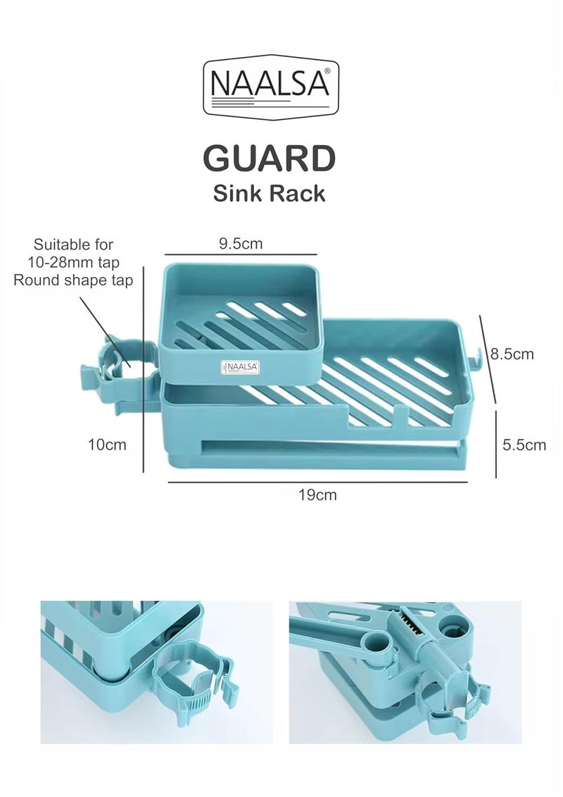 NAALSA NAALSA Guard Sink Organizer 2 Section with 1 Kitchen Towel Holder Kitchen Sink Faucet Sponge Holder Caddy Organizer Over ABS Plastic Heavy Duty Rack for scrubbers soap Bathroom - Image 2