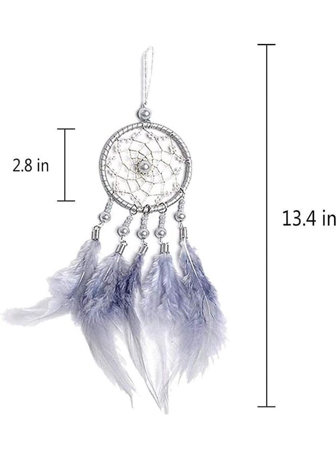 Loquat Decorative Handmade Feather Lace Dream Catcher Grey/Silver - Image 5