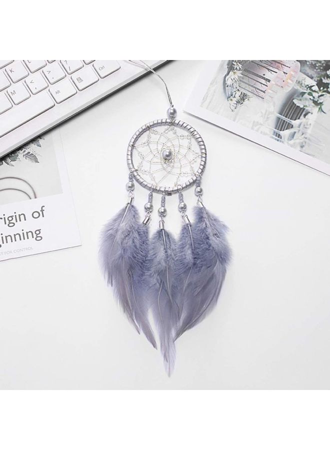 Loquat Decorative Handmade Feather Lace Dream Catcher Grey/Silver - Image 4