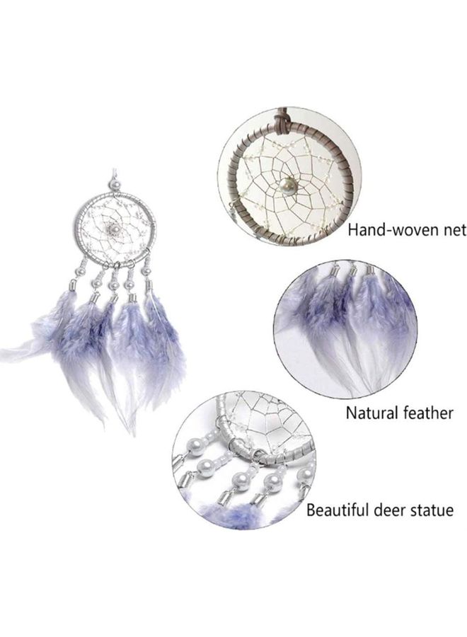Loquat Decorative Handmade Feather Lace Dream Catcher Grey/Silver - Image 3